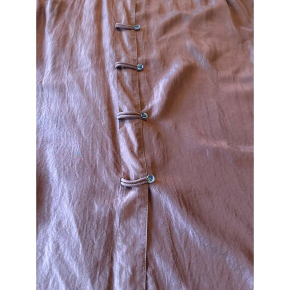 Vintage 80s Venezia Vitale 100% Silk  Rust Short Sleeve Button-Up Shirt Sz 14/16 - Picture 4 of 5